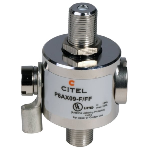 Citel Outdoor RF Protector, Dc-3.5 Ghz, Dc Pass, 25W, Imax 20Ka, Female-Female F Connector P8AX09-F/FF - main